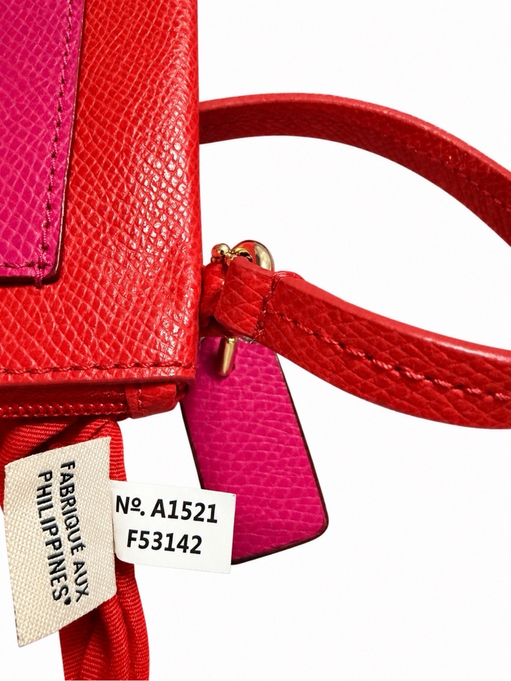Coach F53142 Red Pink Colorblock Crossgrain Leather Wristlet Gold Hardware - Picture 9 of 9
